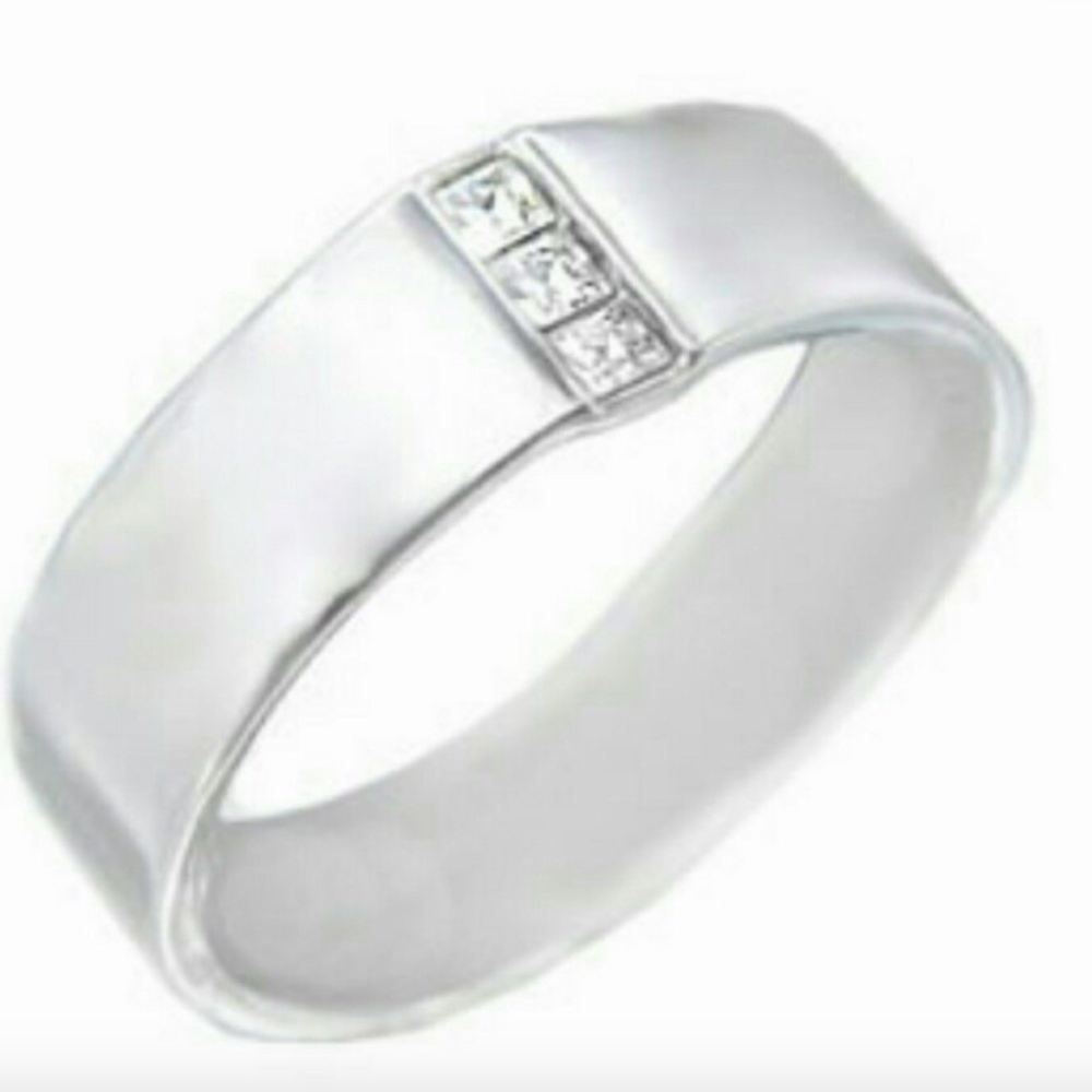 Men's Silver Cubic Zirconia Band Ring Sizes ,8, 9,10,12 *